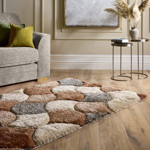 3D Terracotta Shaggy Rug Shagpile Rugs UK Mainland Free Shipping