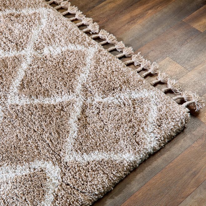 Morocco Beige/Ivory Shagpile Rugs UK Mainland Free Shipping