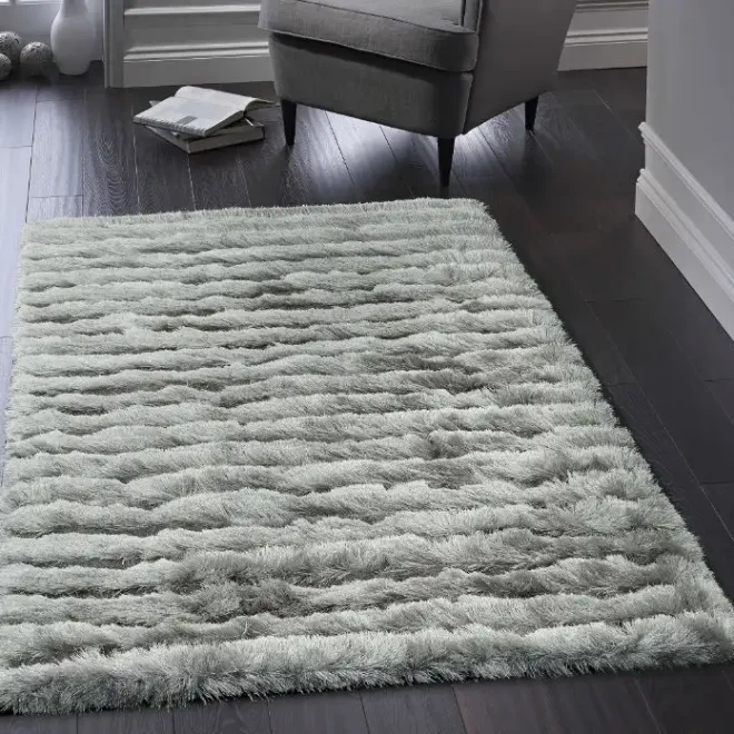 Carved Glamour Silver Shagpile Rugs UK Mainland Free Shipping