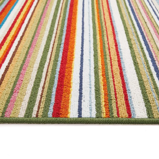 Candy Multi Green Stripe Mats and Runners UK Mainland Free Shipping
