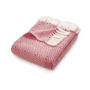Diamond Throw Coral Pink Throws and Blankets UK Mainland Free Shipping