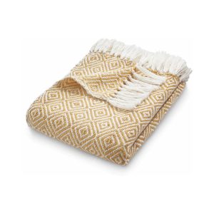 Diamond Throw Gold Throws and Blankets UK Mainland Free Shipping