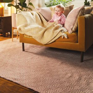 Diamond | Coral Pink Eco-Washable Rugs UK Mainland Free Shipping