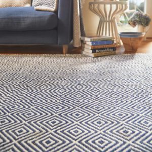 Diamond | Navy Eco-Washable Rugs UK Mainland Free Shipping