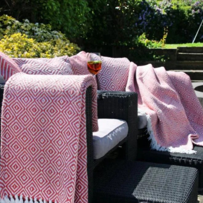Diamond Throw Coral Pink Throws and Blankets UK Mainland Free Shipping