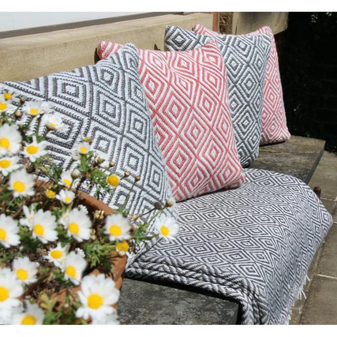 Diamond Throw Warm Grey Throws and Blankets UK Mainland Free Shipping