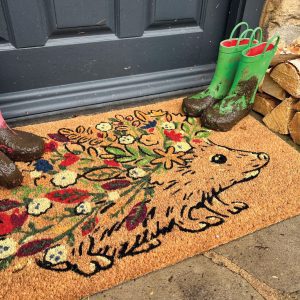 Door Mat | Floral Hedgehog Doormat Doormats | Runners UK Mainland Free Shipping