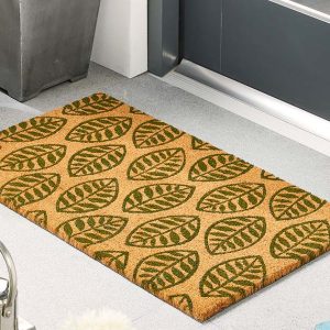 Door Mat | Coir Green Leaves Doormats | Runners UK Mainland Free Shipping