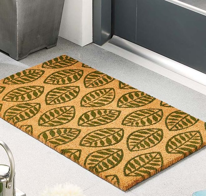 Door Mat | Coir Green Leaves Doormats | Runners UK Mainland Free Shipping