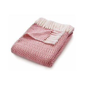 Herringbone | Coral pink Throws and Blankets UK Mainland Free Shipping