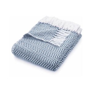 Herringbone | Denim Blue Throws and Blankets UK Mainland Free Shipping