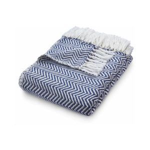 Herringbone Throw Navy Throws and Blankets UK Mainland Free Shipping