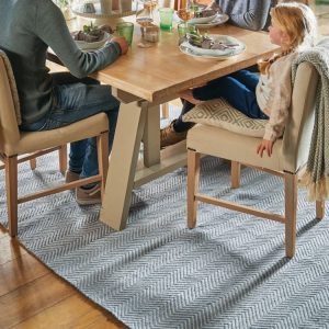 Herringbone |  Denim Blue Eco-Washable Rugs UK Mainland Free Shipping