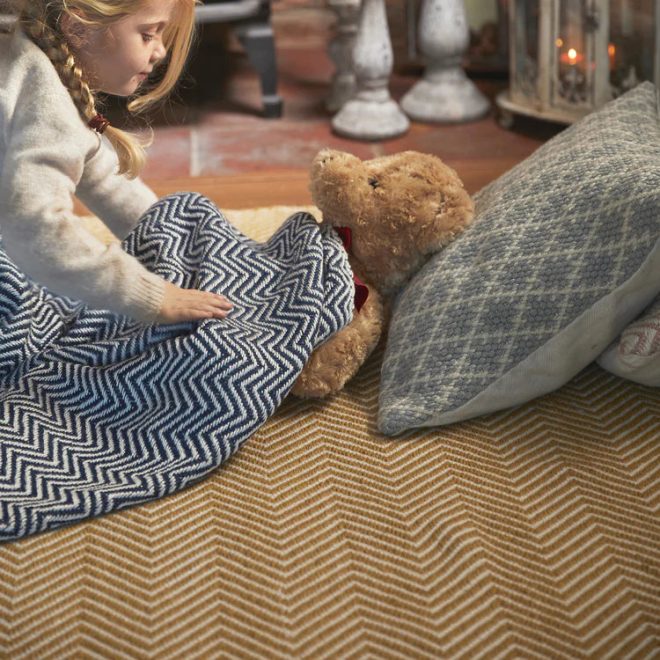 Herringbone | Gold Eco-Washable Rugs UK Mainland Free Shipping