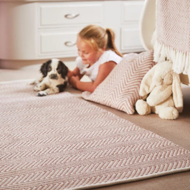 Herringbone | Rose Eco-Washable Rugs UK Mainland Free Shipping