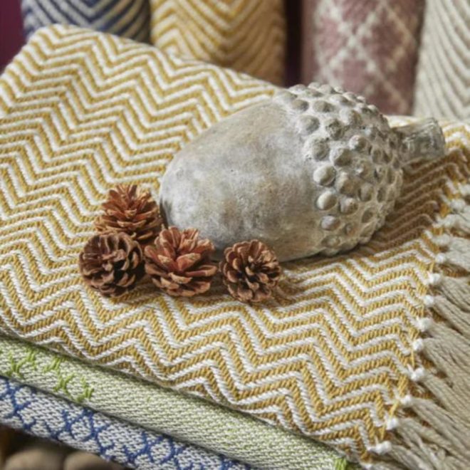 Herringbone | Gold Throws and Blankets UK Mainland Free Shipping