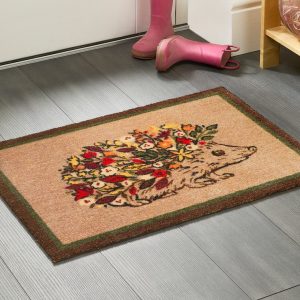 Floral Hedgehog | Doormat Mats and Runners UK Mainland Free Shipping
