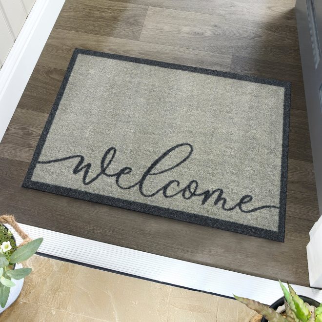 Welcome Grey Doormat Mats and Runners UK Mainland Free Shipping