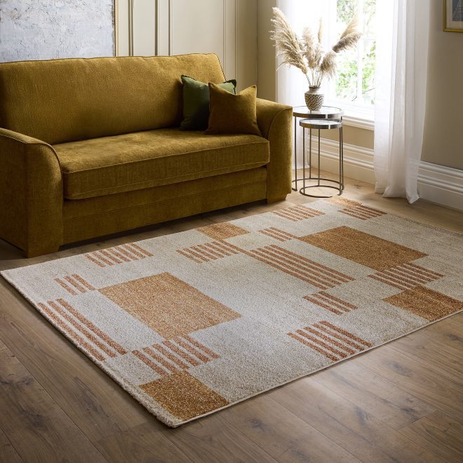 Nomad Block Terracotta Contemporary Rugs UK Mainland Free Shipping