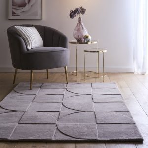 Penny Grey Mauve Wool Rugs UK Mainland Free Shipping