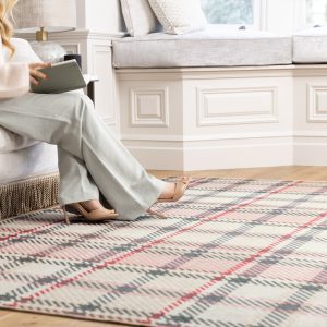 Eco-Washable | Isla Plaid Pink Eco-Washable Rugs UK Mainland Free Shipping