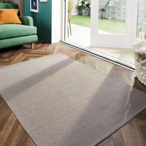 Woven Plain | Warm Grey Eco-Washable Rugs UK Mainland Free Shipping