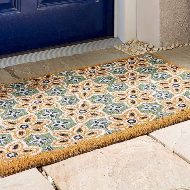 Door Mat | Sage Green Woodblock Doormats | Runners UK Mainland Free Shipping