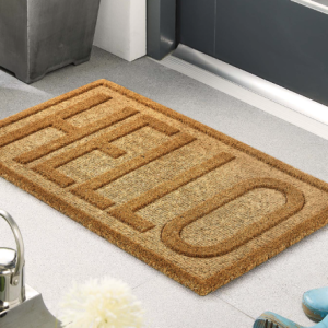 Door Mat | Embossed Coir Hello Doormats | Runners UK Mainland Free Shipping