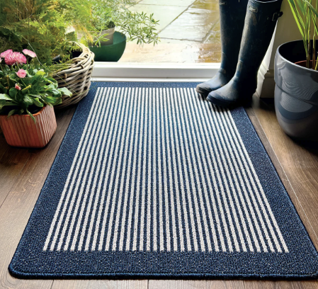 Durable | Navy Stripe Mats and Runners UK Mainland Free Shipping