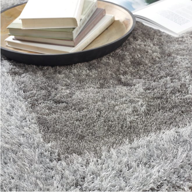 Shimmer  Border Silver Shagpile Rugs UK Mainland Free Shipping