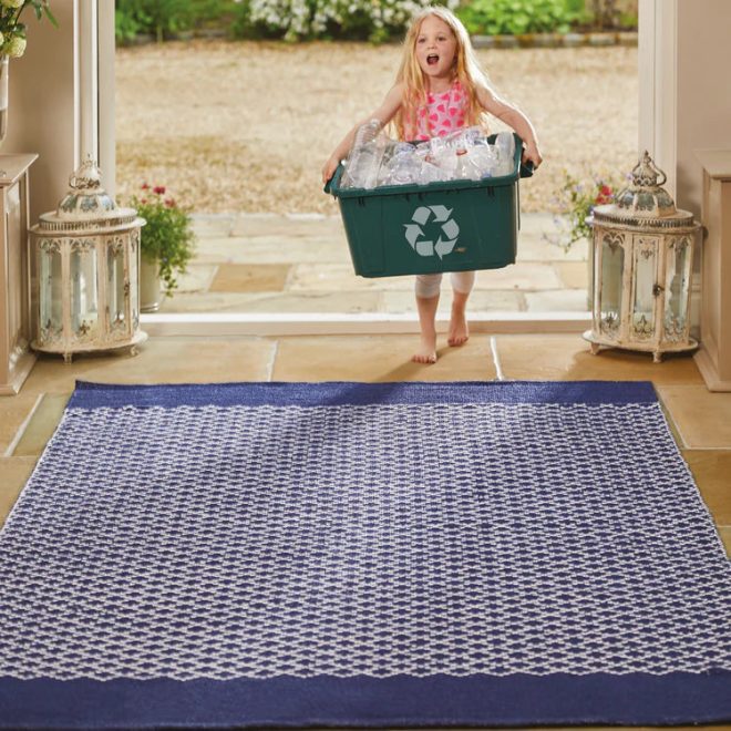 Trellis | Navy Eco-Washable Rugs UK Mainland Free Shipping