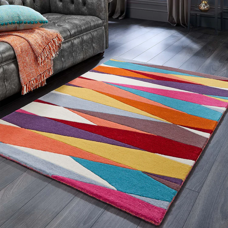 Transform your space with a modern colourful rug that brings life, texture, and vibrancy to your home.