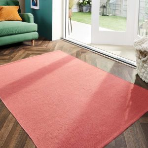 Woven Plain | Coral Pink Eco-Washable Rugs UK Mainland Free Shipping