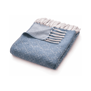 Trellis Throw Denim Blue Throws and Blankets UK Mainland Free Shipping