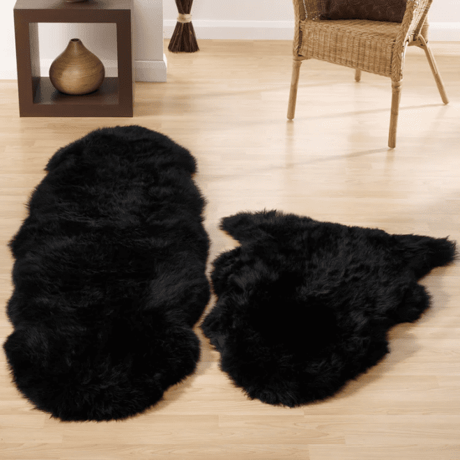 Sheepskin Rug Black Sheepskin Rugs UK Mainland Free Shipping