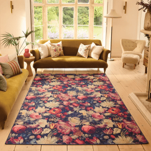 Eco-Washable | Dark Florals Eco-Washable Rugs UK Mainland Free Shipping