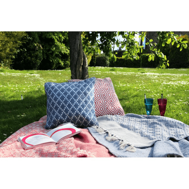 Trellis Throw Denim Blue Throws and Blankets UK Mainland Free Shipping