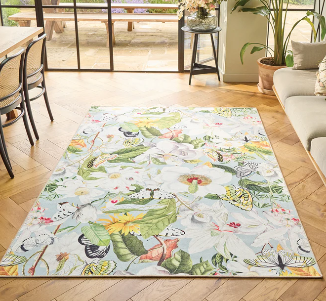 Eco-Washable | Butterfly Blooms Eco-Washable Rugs UK Mainland Free Shipping