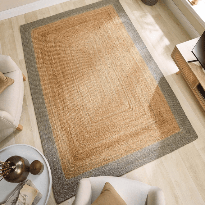 Jute Border Sage Green Sisal & Jute Rugs UK Mainland Free Shipping