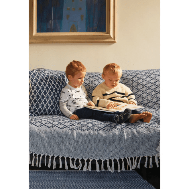 Trellis Throw Navy Throws and Blankets UK Mainland Free Shipping
