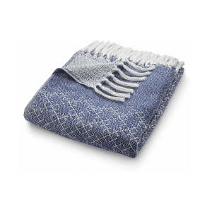 Trellis Throw Navy Throws and Blankets UK Mainland Free Shipping