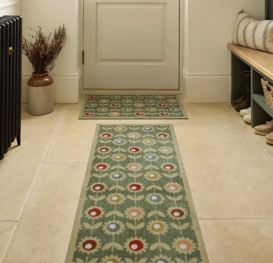 Nylon Indoor | Floral Sage Mats and Runners UK Mainland Free Shipping