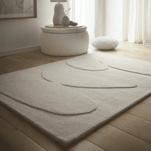 Sculptured Wool Rug | Pebble Oatmeal Wool Rugs UK Mainland Free Shipping